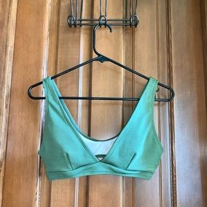 2 for 10! Green Ribbed Bralette Bikini Top